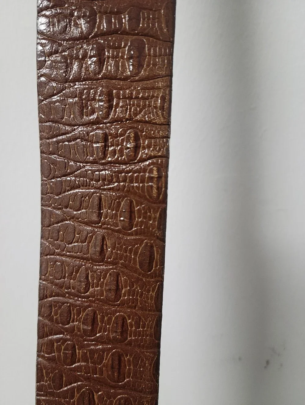Vintage Croc Embossed Leather Belt - Gold Toned Buckle- Size 34 -S